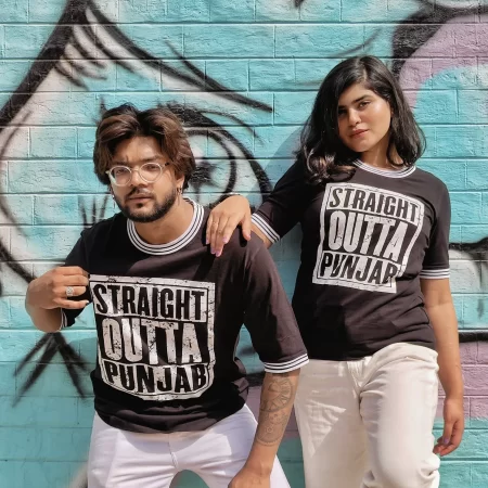 Straight Outta Punjab B/W Rib T-shirt