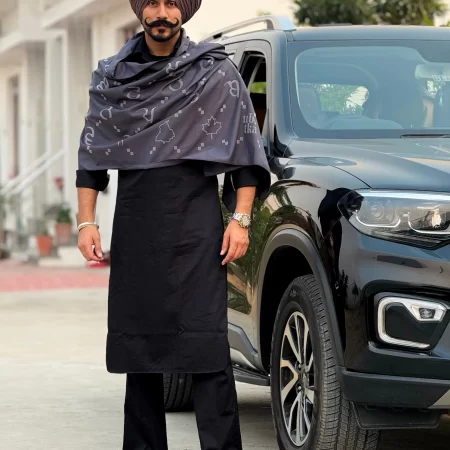 Maa Boli Designer ALL-WEATHER Stole ( Space Grey )