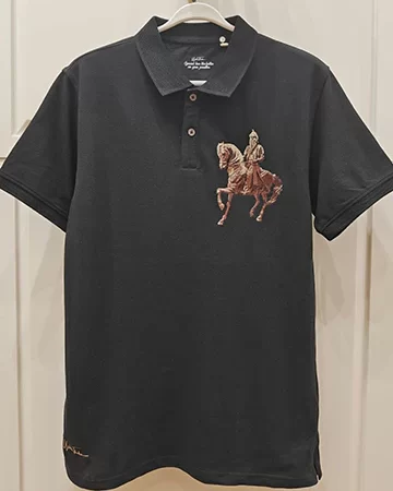 Maharaja Ranjit Singh Ji Embroidery Black Polo T-shirt